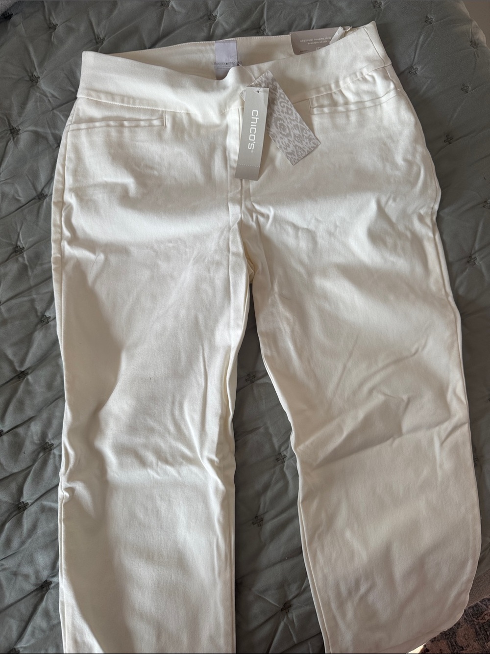 Chico's Cream Pull-On Slim Trousers
